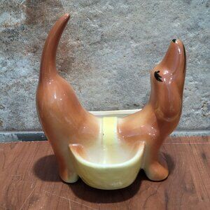 Vintage Dachshund Weiner Dog Dresser Caddy Planter Repaired Tail